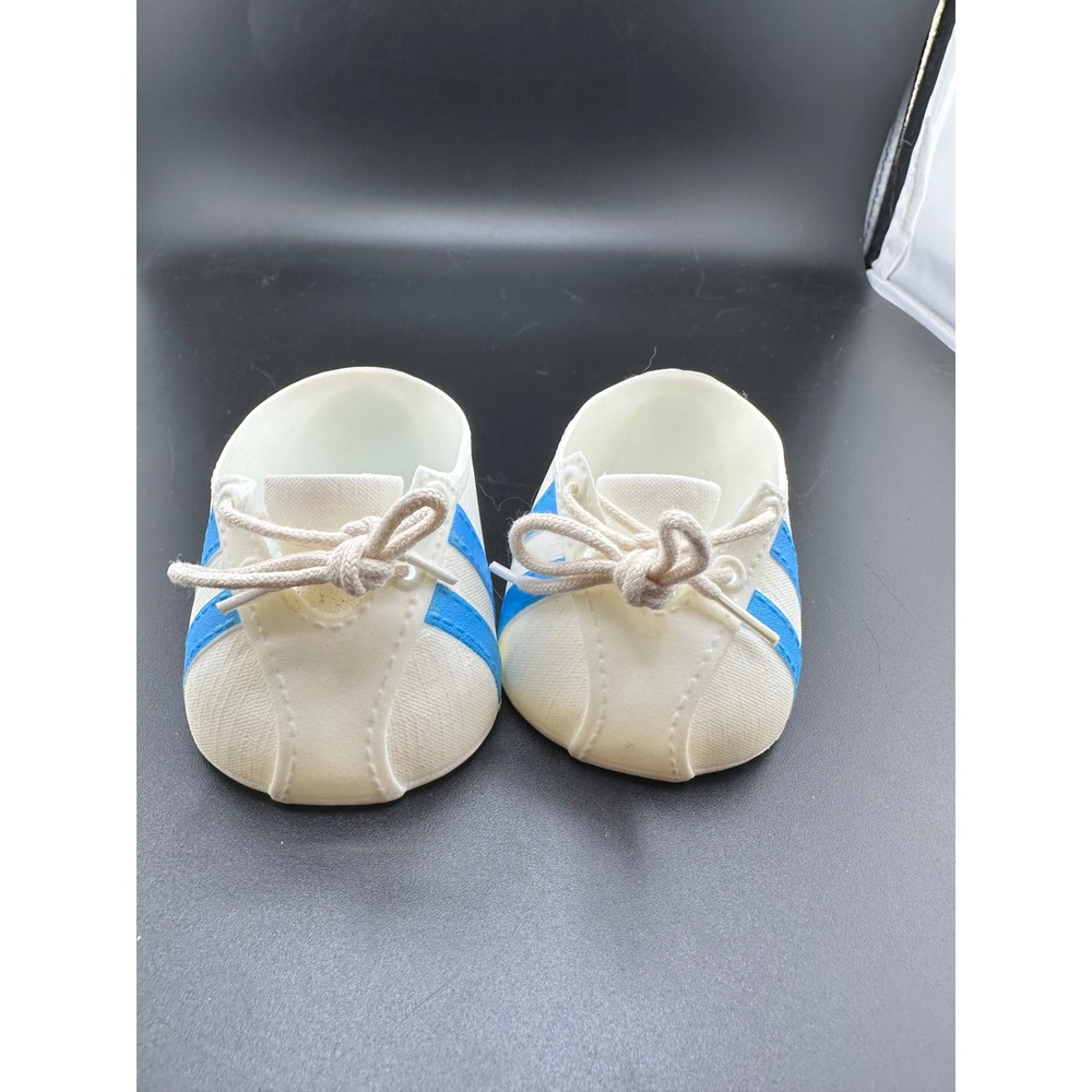 Cabbage Patch Kids Blue white striped doll shoes 1980s PMI Factory READ Coleco
